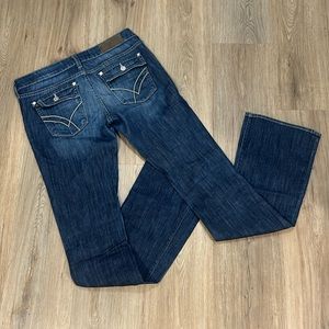 William Rast Blue Denim Bootcut Jeans with button back pockets and zipper front